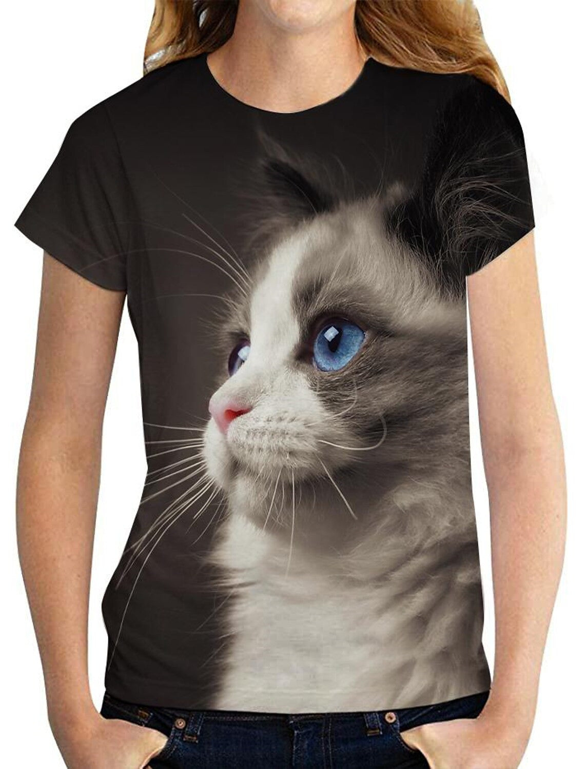 Fashion Cat Printing Women and Teen's T-shirt / plus size