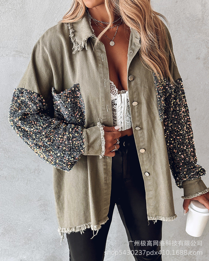 Women's Off-Shoulder Serpentine Top - Long Sleeve Casual Shirt