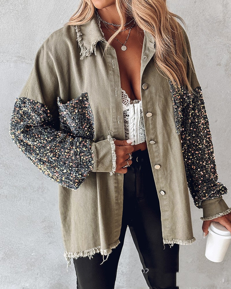 Women's Off-Shoulder Serpentine Top - Long Sleeve Casual Shirt