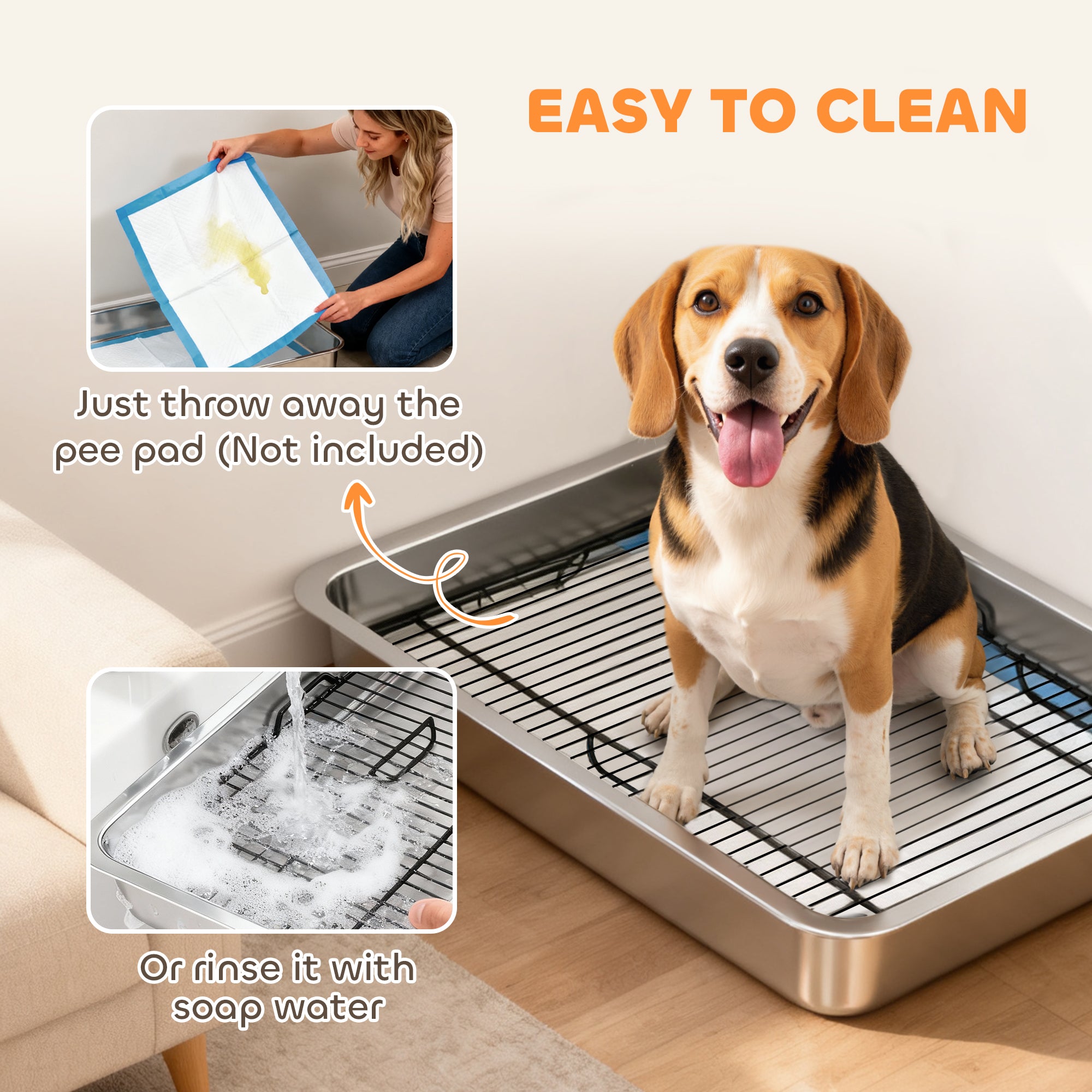 Dog Potty Tray Stainless Steel / small and medium dogs