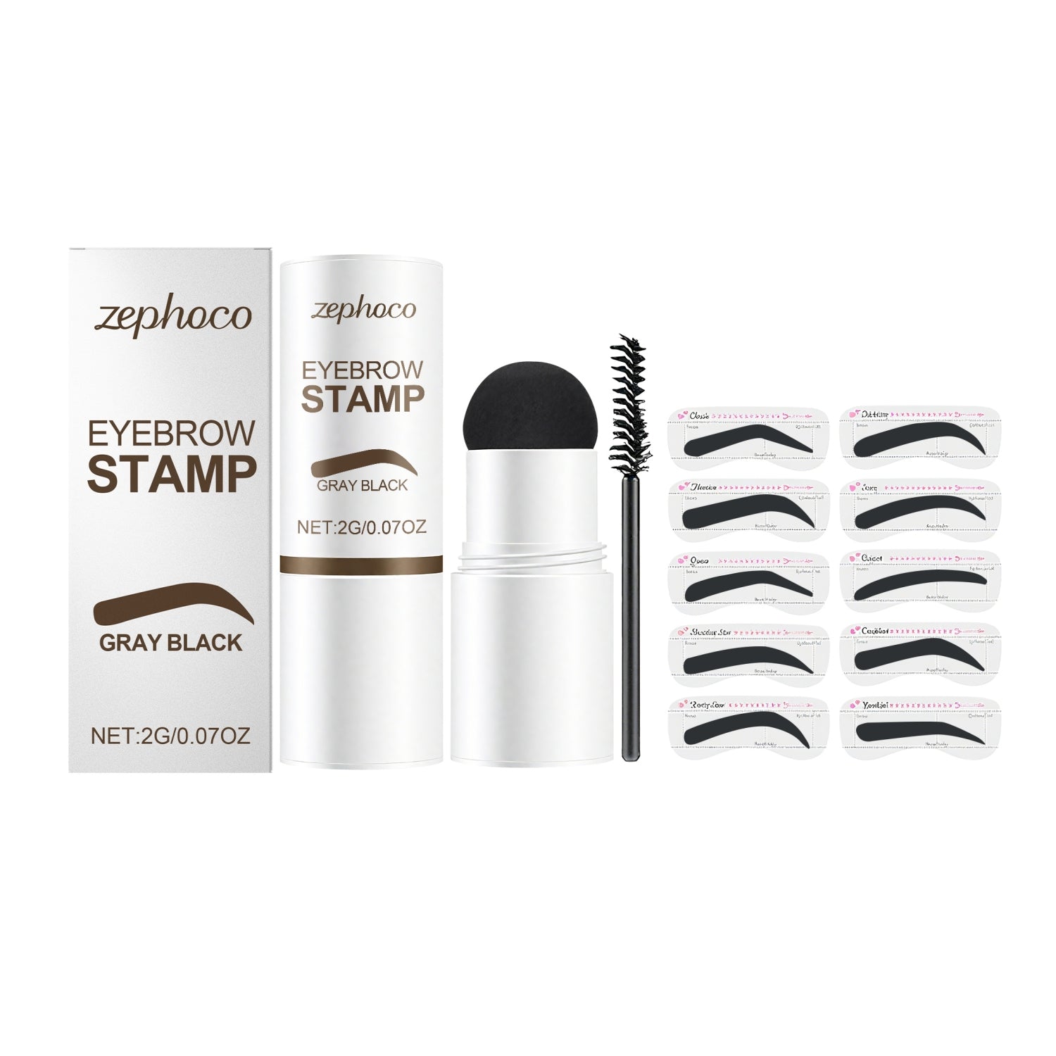 Eyebrow Stamp and Eyebrow Stencils Gray / Black