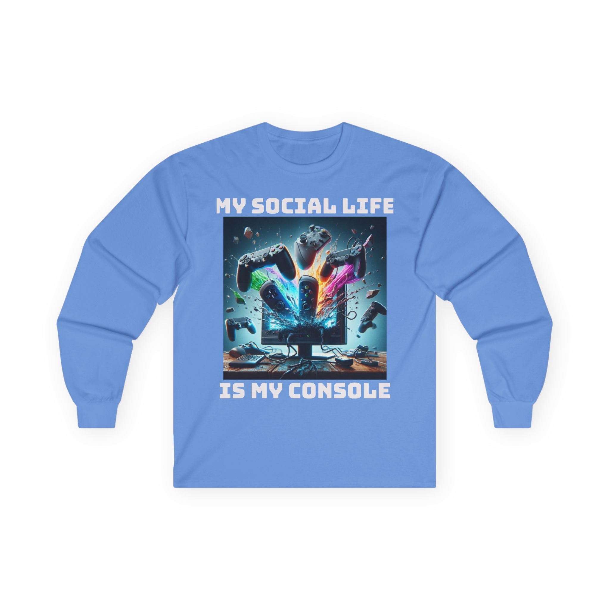My Social Life is My Console Long Sleeve Tee - Funny Gamer Shirt