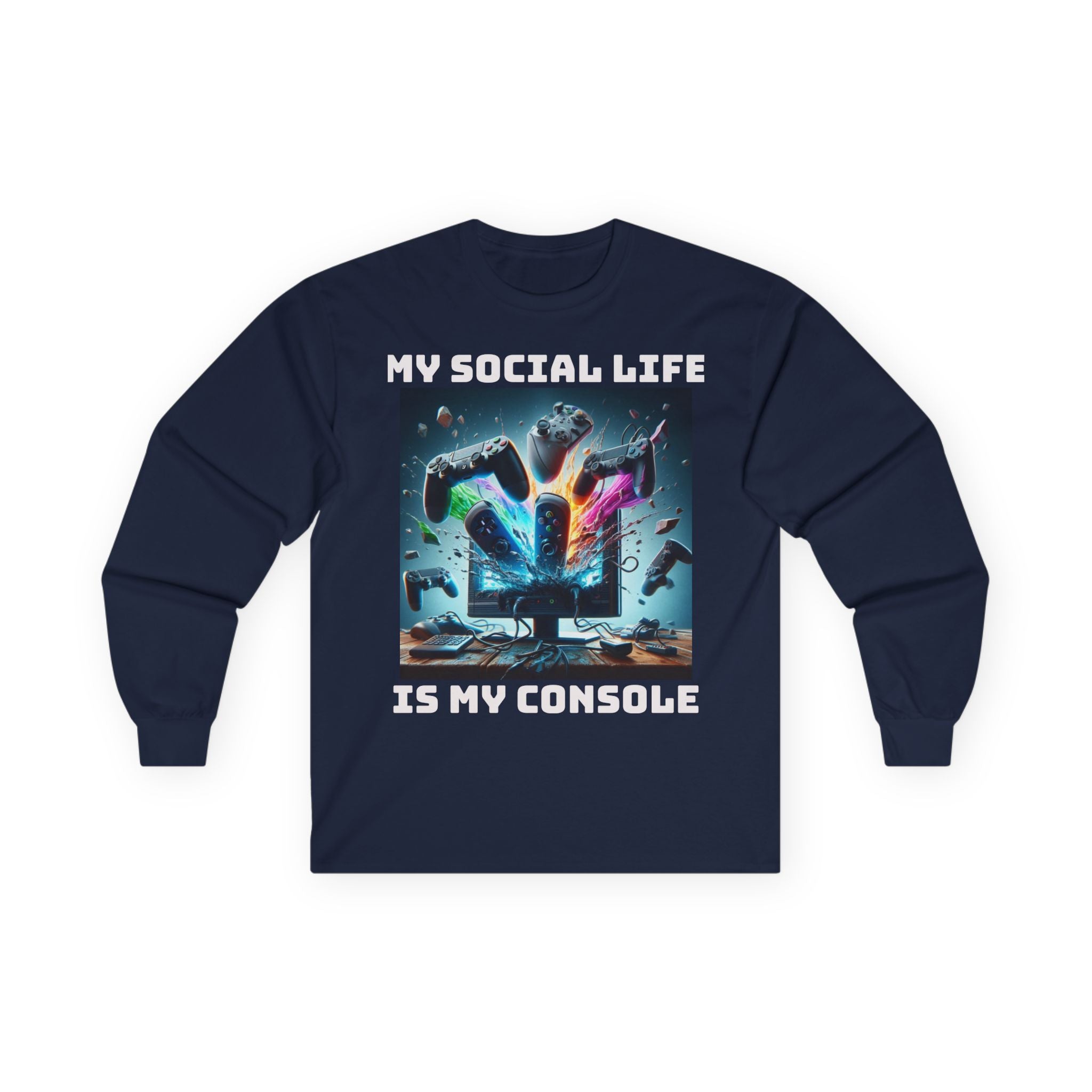 My Social Life is My Console Long Sleeve Tee - Funny Gamer Shirt