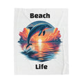 Cozy Dolphin Beach Life Velveteen Blanket - Ocean Themed Throw