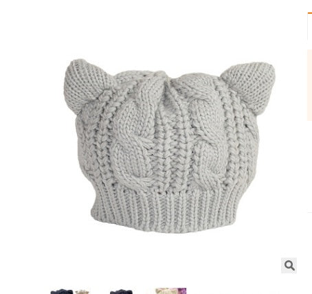 Women Cat Ear style Beenie Knitted Hat