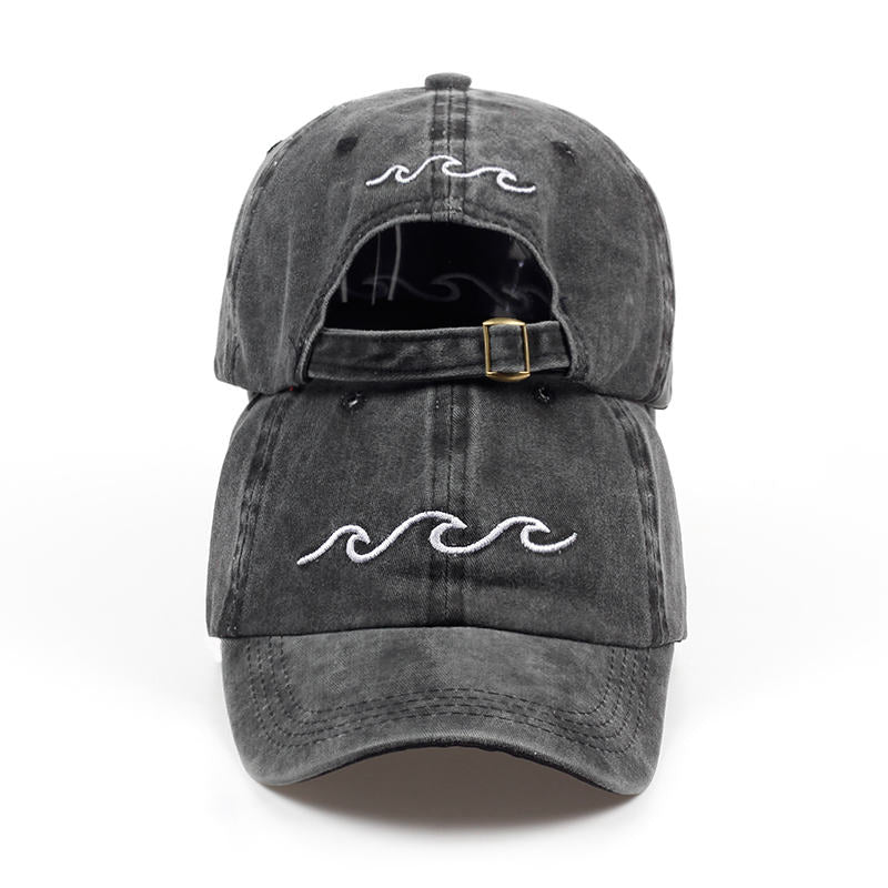 Baseball Hat / Wavy Embroidery Ocean Wave / Unisex