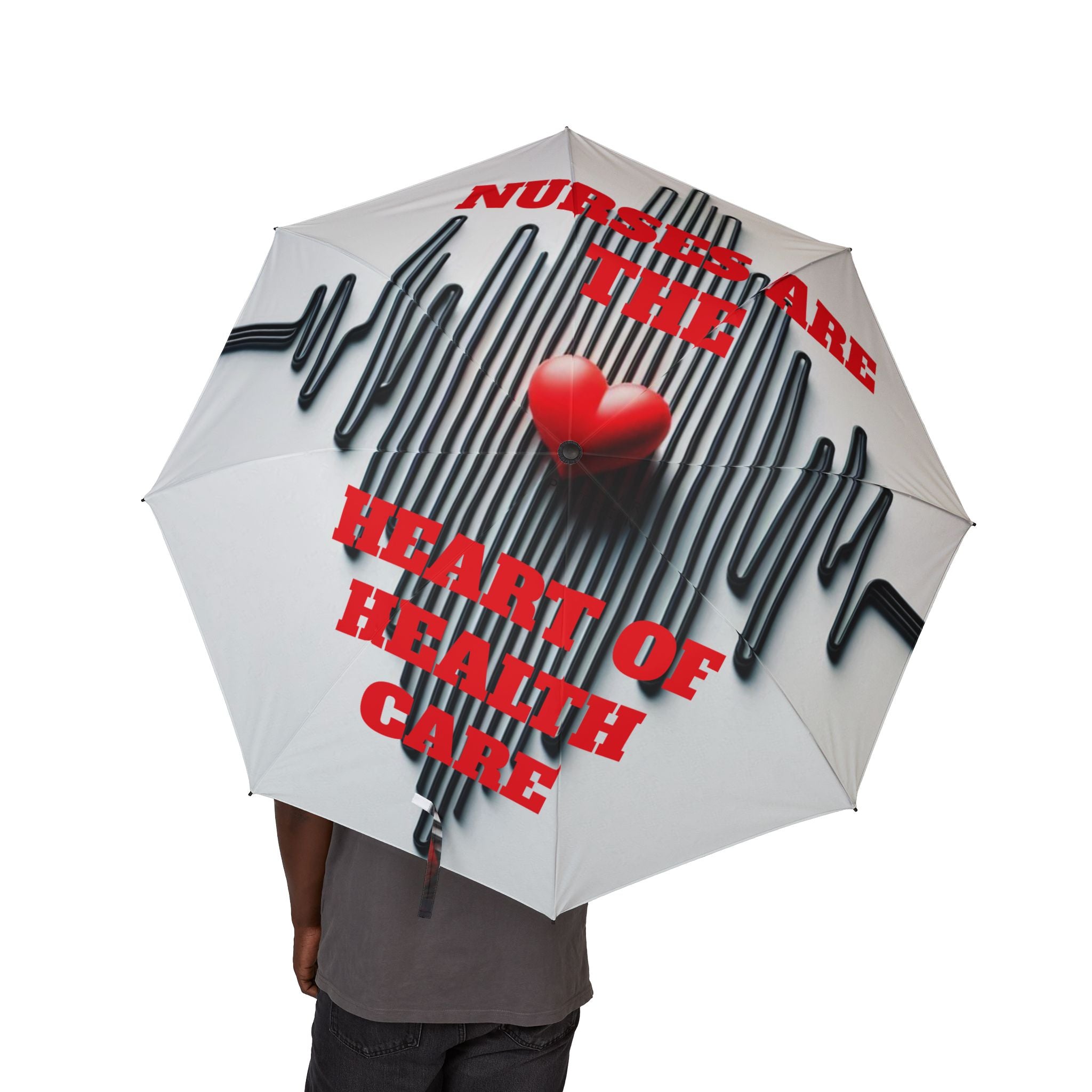 Heart Beats Semi-Automatic Foldable Umbrella - Gift for Nurses & Music Lovers