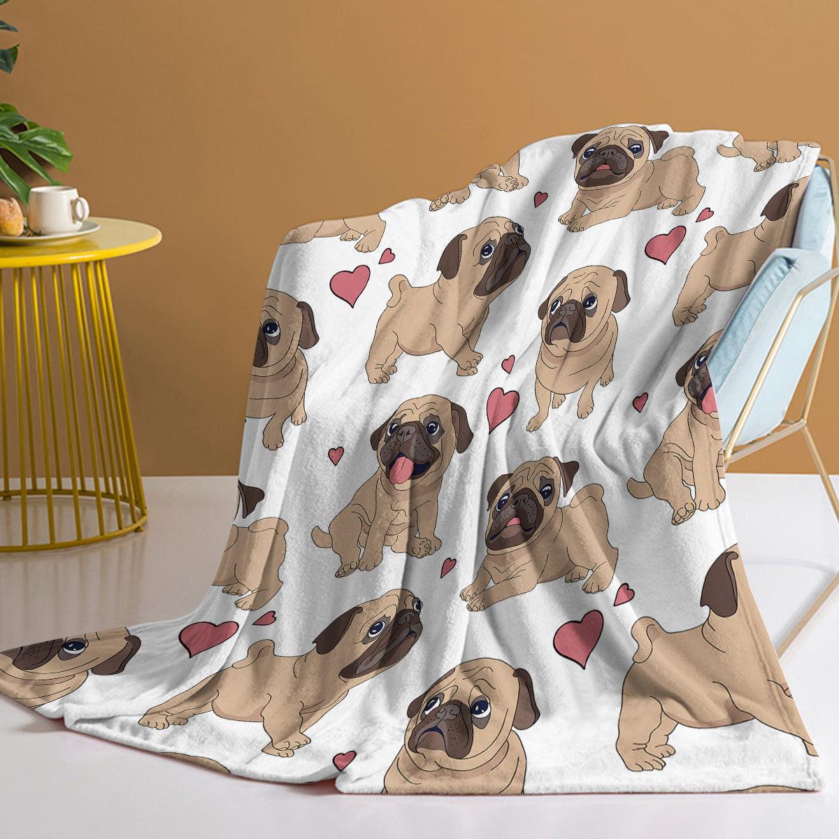1pc Cute Cartoon Blanket / Lapdog Heart Pattern
