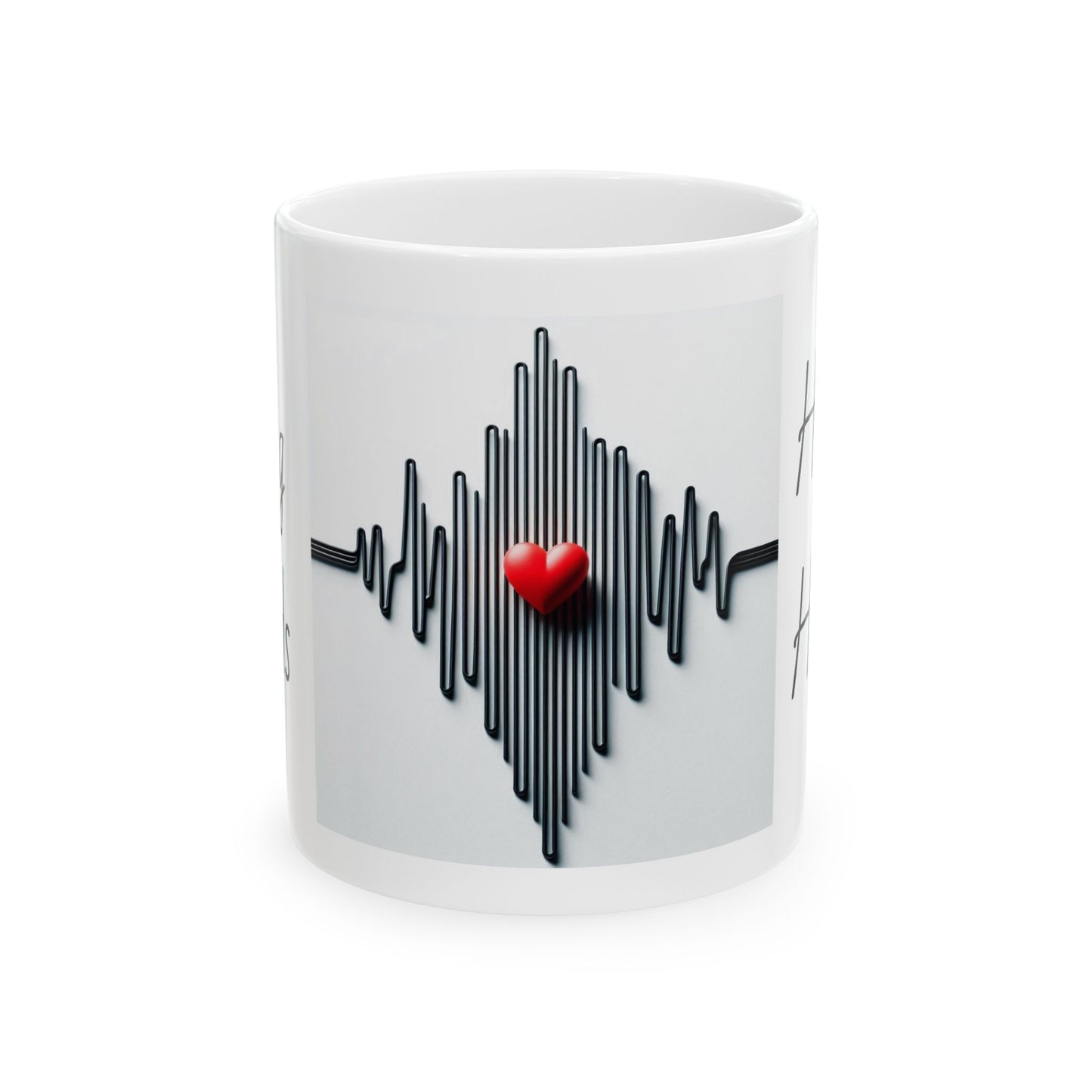 Home Goods/ Home & Kitchen/ Drinkware: Heartbeat Ceramic Mug - Perfect Gift for Coffee Lovers, Healthcare, Home Decor, Heartfelt Moments, Wellness Enthusiasts, Nurse Appreciation
