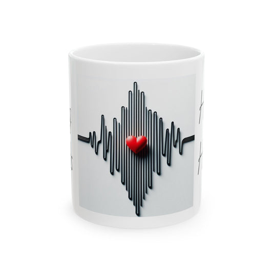 Home Goods/ Home & Kitchen/ Drinkware: Heartbeat Ceramic Mug - Perfect Gift for Coffee Lovers, Healthcare, Home Decor, Heartfelt Moments, Wellness Enthusiasts, Nurse Appreciation