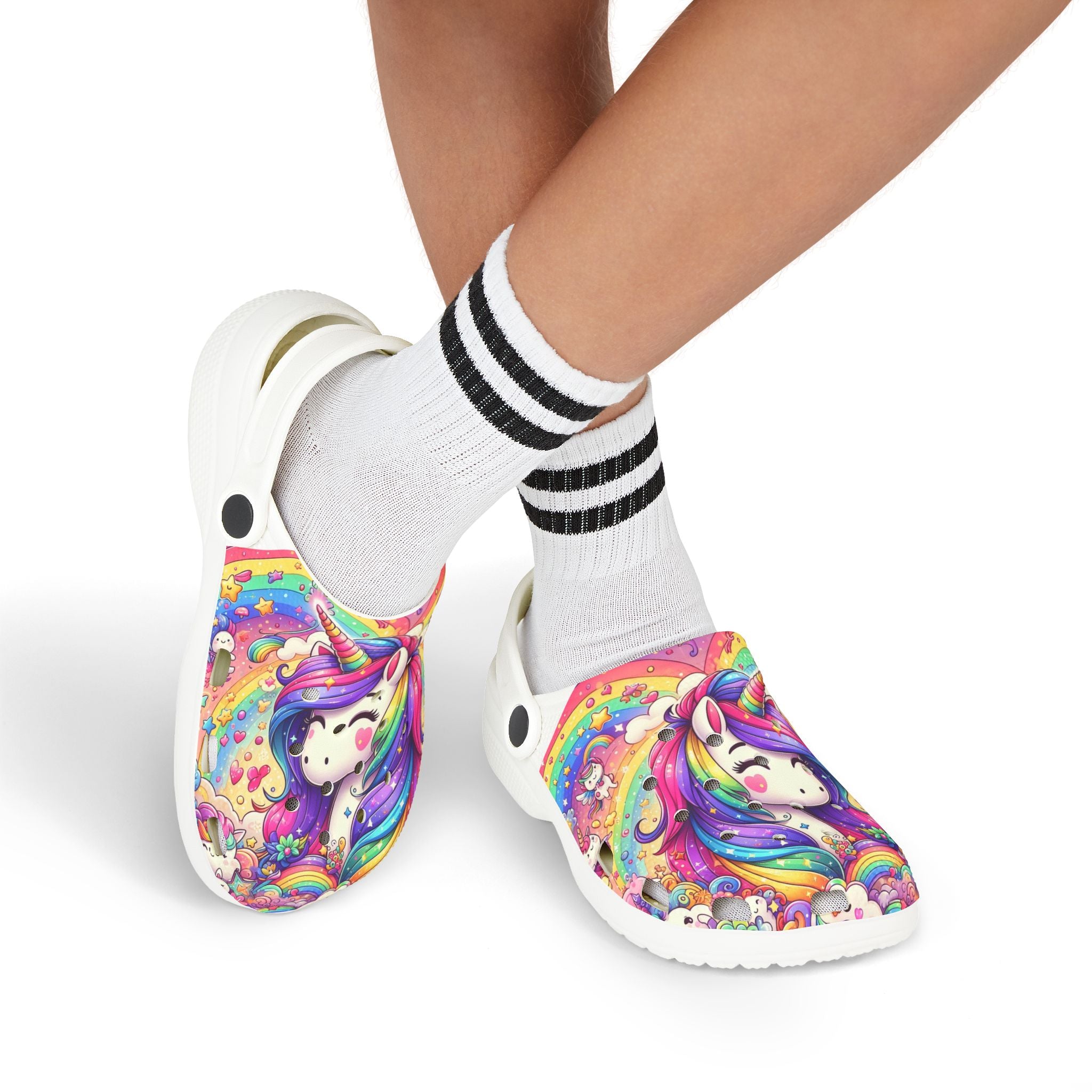Colorful Kids Unicorn Clogs - Lightweight EVA Foam Garden Shoes