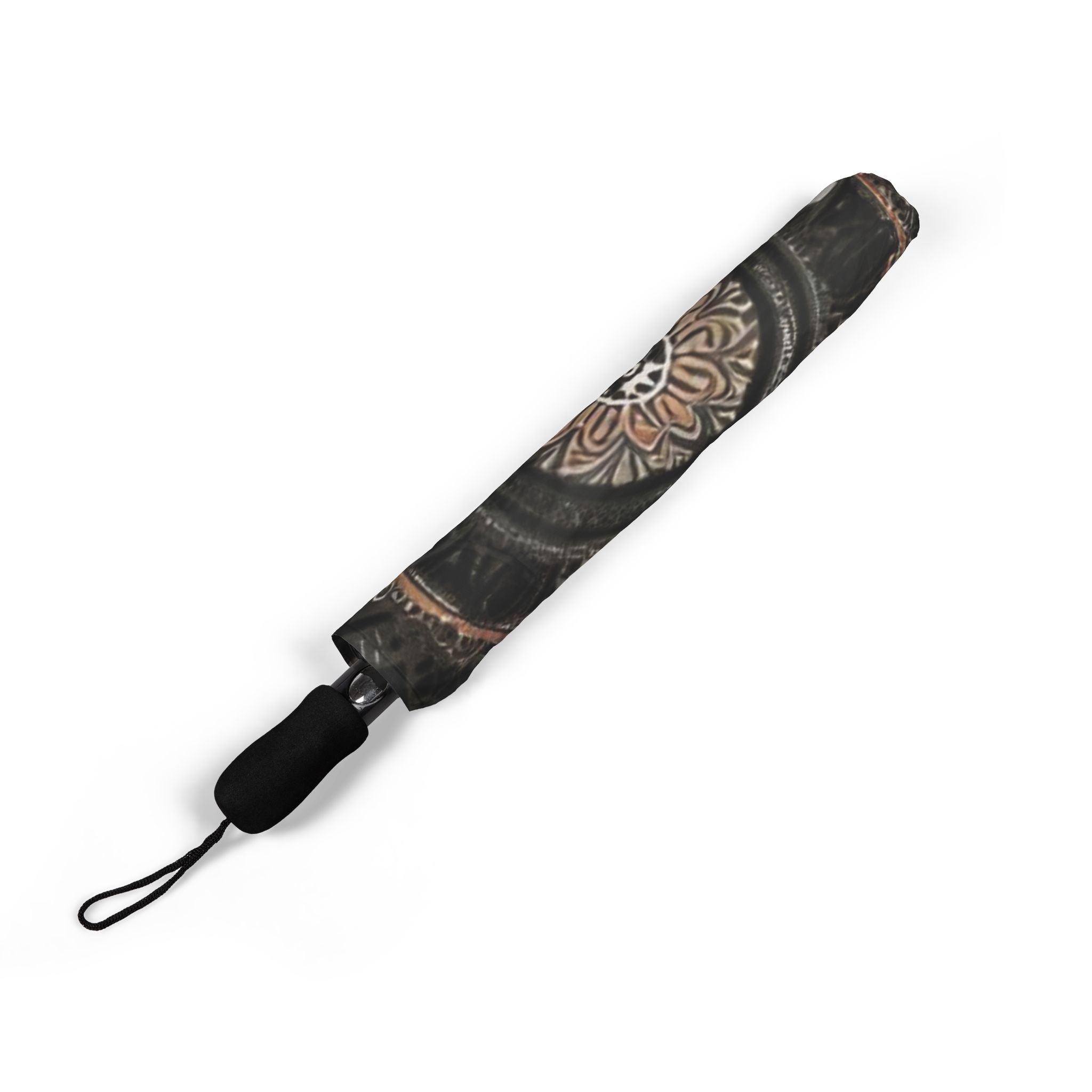 Boho Floral Semi-Automatic Foldable Umbrella - Elegant Gift for Her