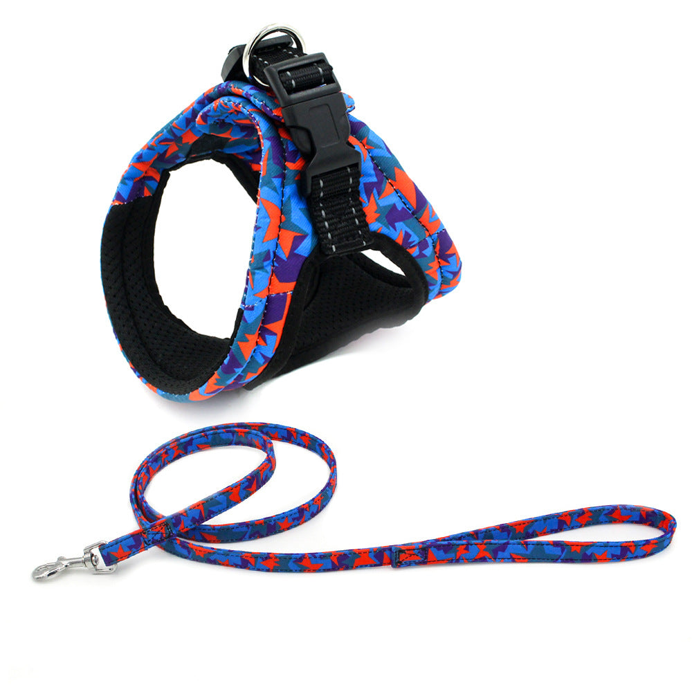 Dog Reflective Printed Chest Strap Set