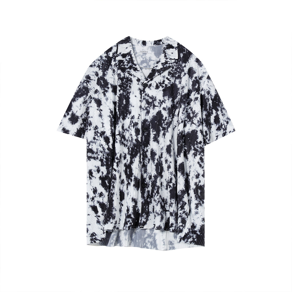 Trendy Korean Retro Pattern Drape Shirt Men