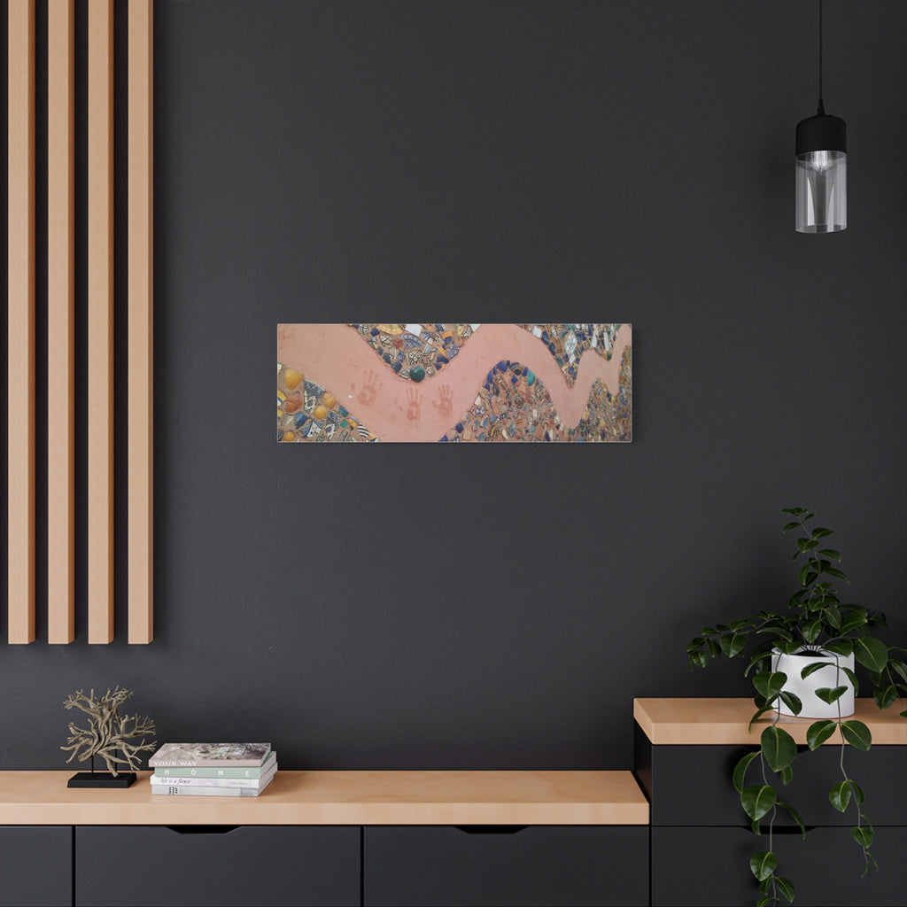 Safi Morocco Stretched Wall Art with Handprint Accent on stretched canvas.