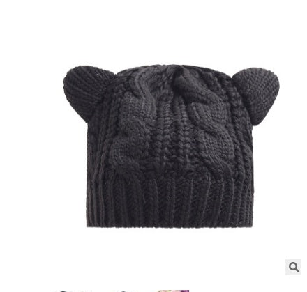 Women Cat Ear style Beenie Knitted Hat