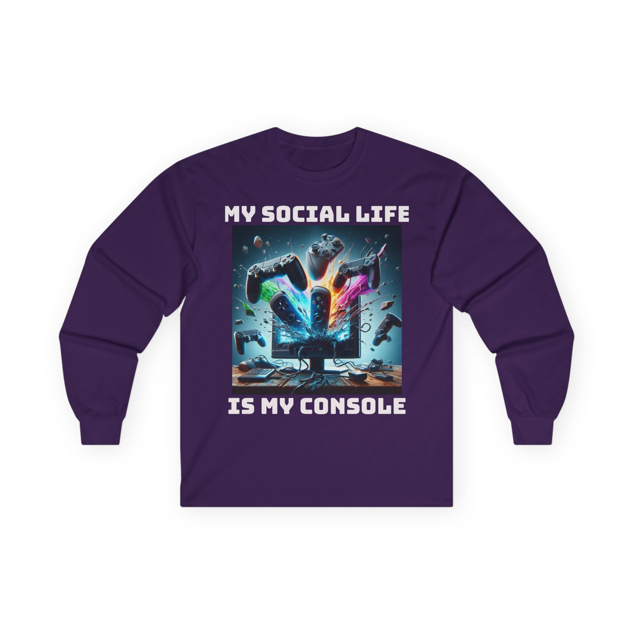 My Social Life is My Console Long Sleeve Tee - Funny Gamer Shirt