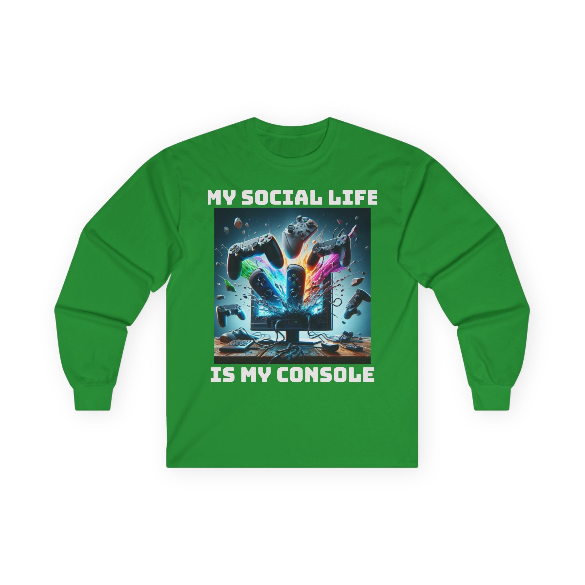 My Social Life is My Console Long Sleeve Tee - Funny Gamer Shirt