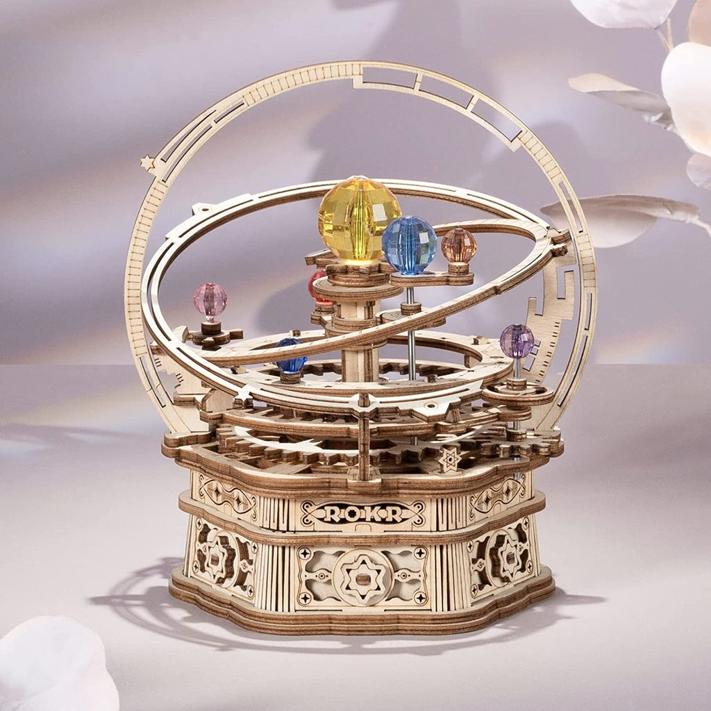 ROKR Rotating Starry Night Mechanical Music Box 3D Wooden Puzzle Assembly Model Building Kits - AMK51