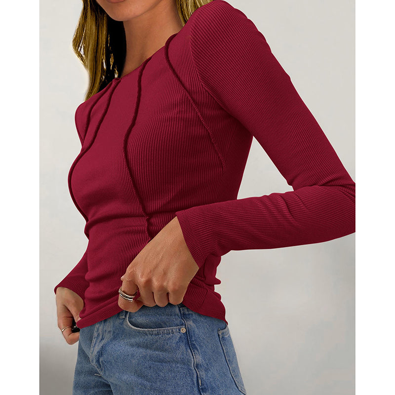 Women Long Sleeve Fall Fashion Basic Tee