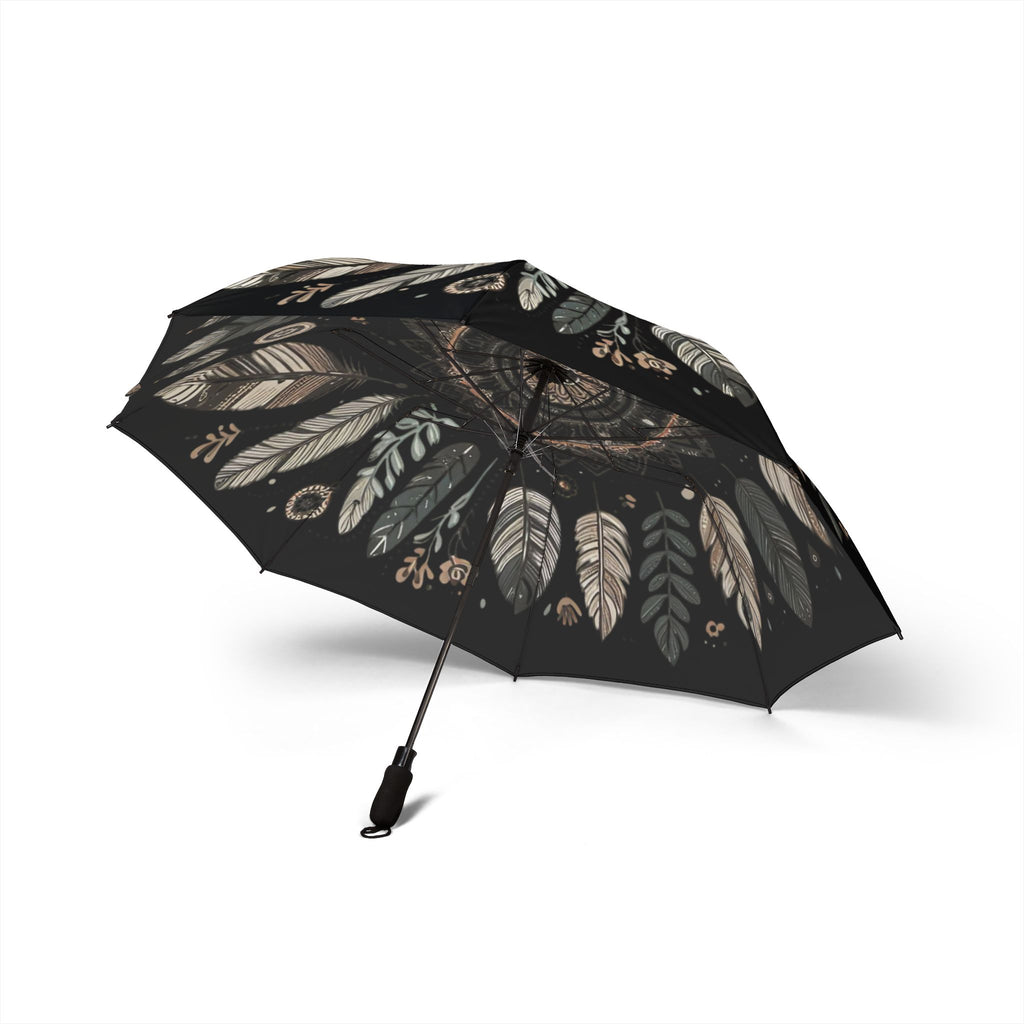 Boho Floral Semi-Automatic Foldable Umbrella - Elegant Gift for Her