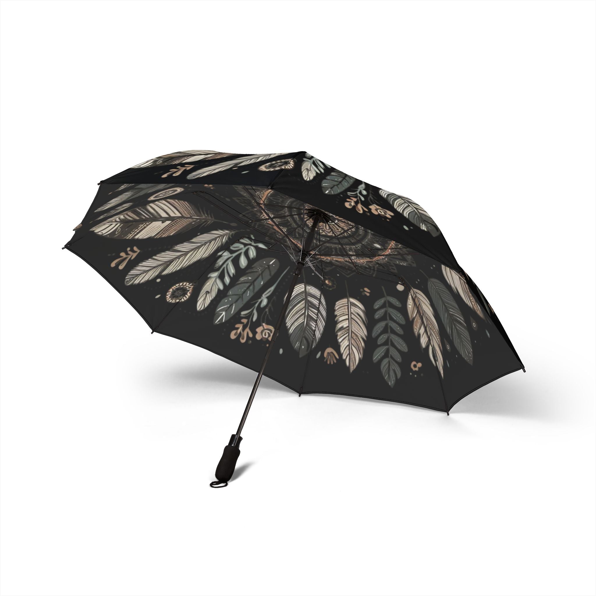 Boho Floral Semi-Automatic Foldable Umbrella - Elegant Gift for Her