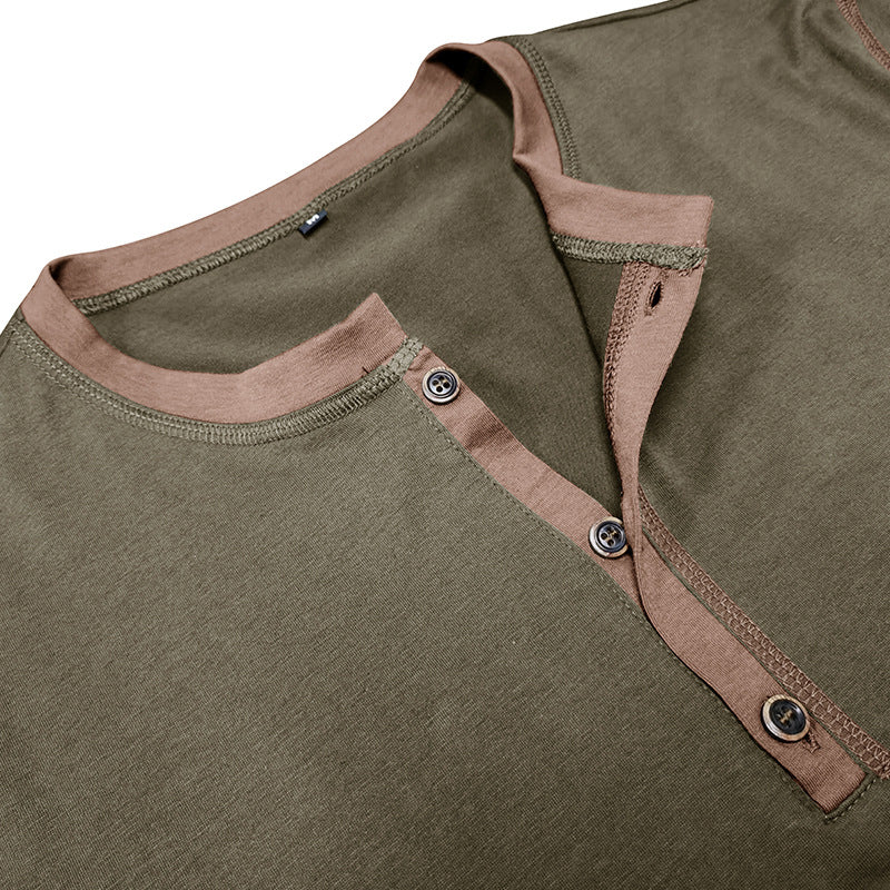 Men's V-Neck Polo Shirt - Short Sleeve Button Summer Top