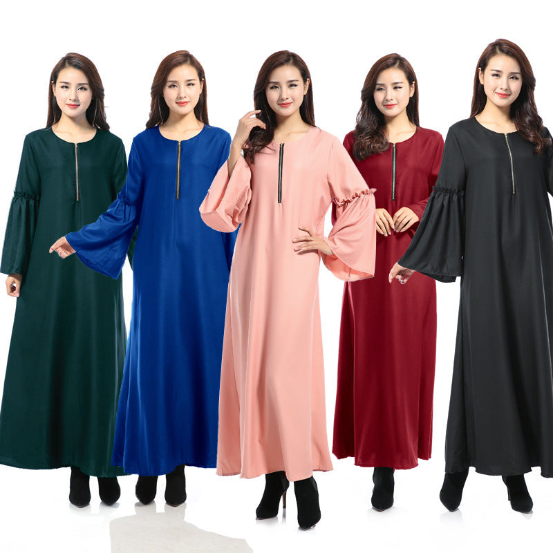 Kaftan for Woman Arabic Loose Robe Solid Color