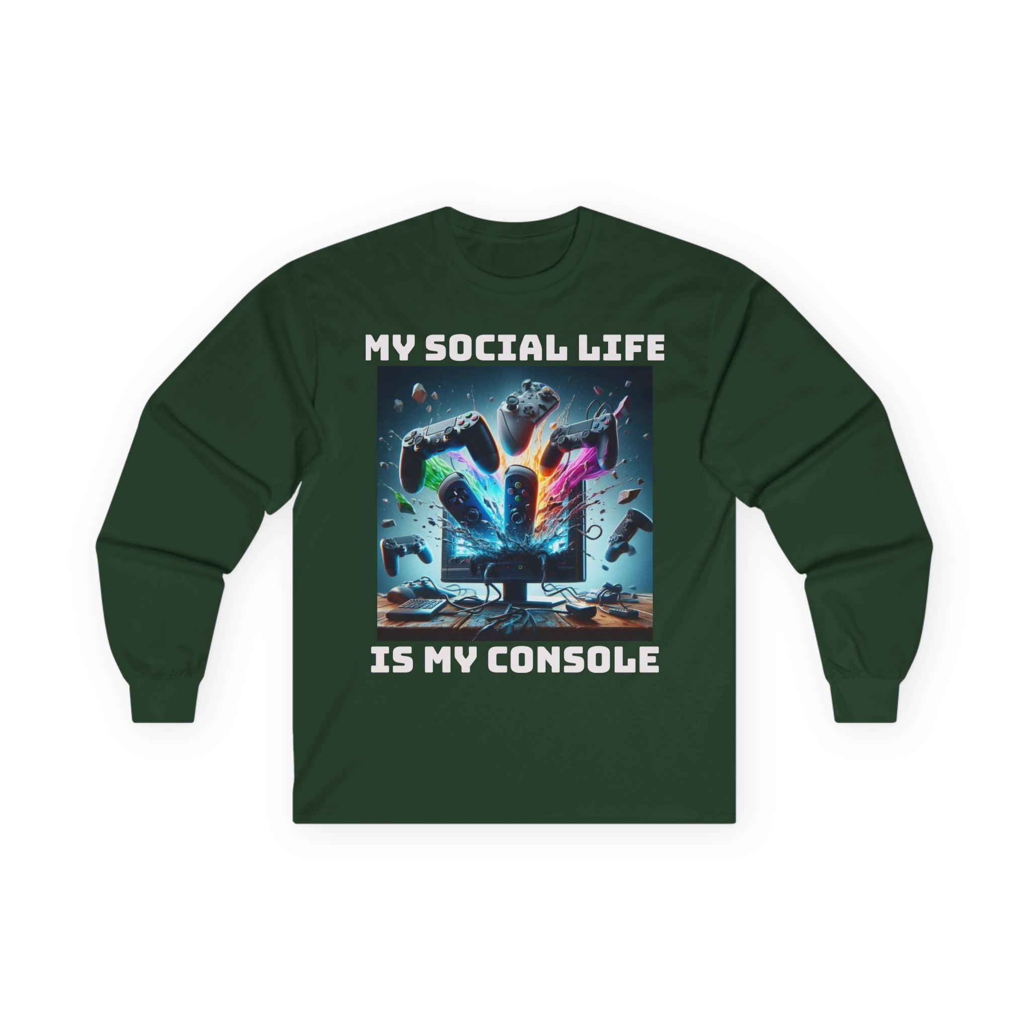 My Social Life is My Console Long Sleeve Tee - Funny Gamer Shirt