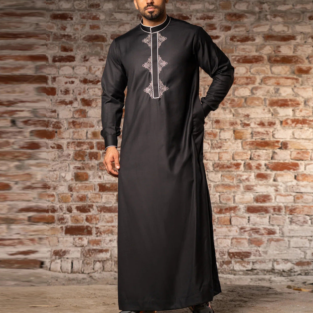 Men and Teen Ethnic Style Long Sleeve Embroidered Arabic Robe