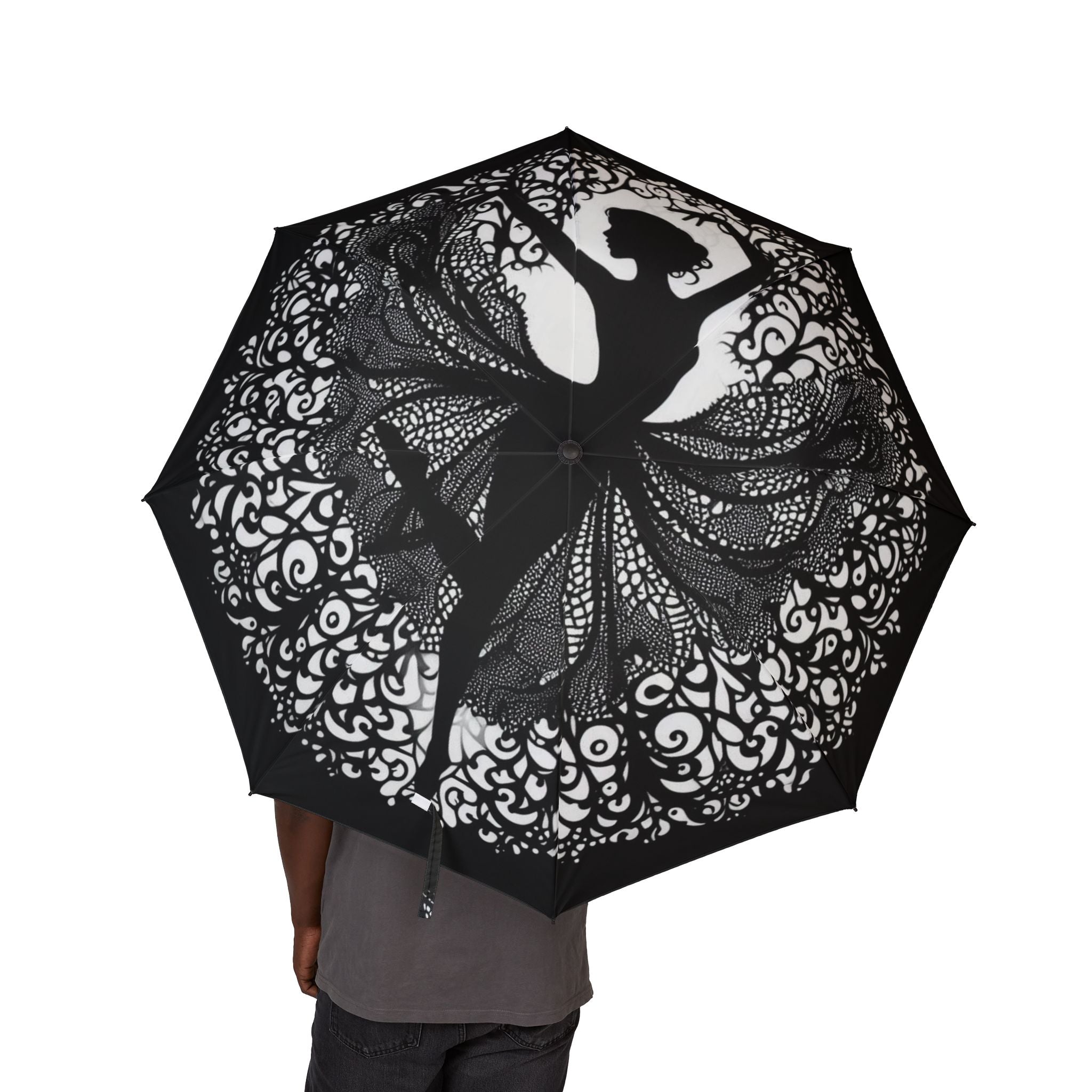 Elegant Floral Foldable Umbrella - Chic Rain Accessories for Women