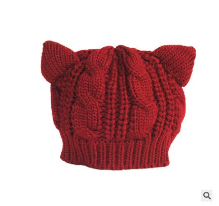 Women Cat Ear style Beenie Knitted Hat