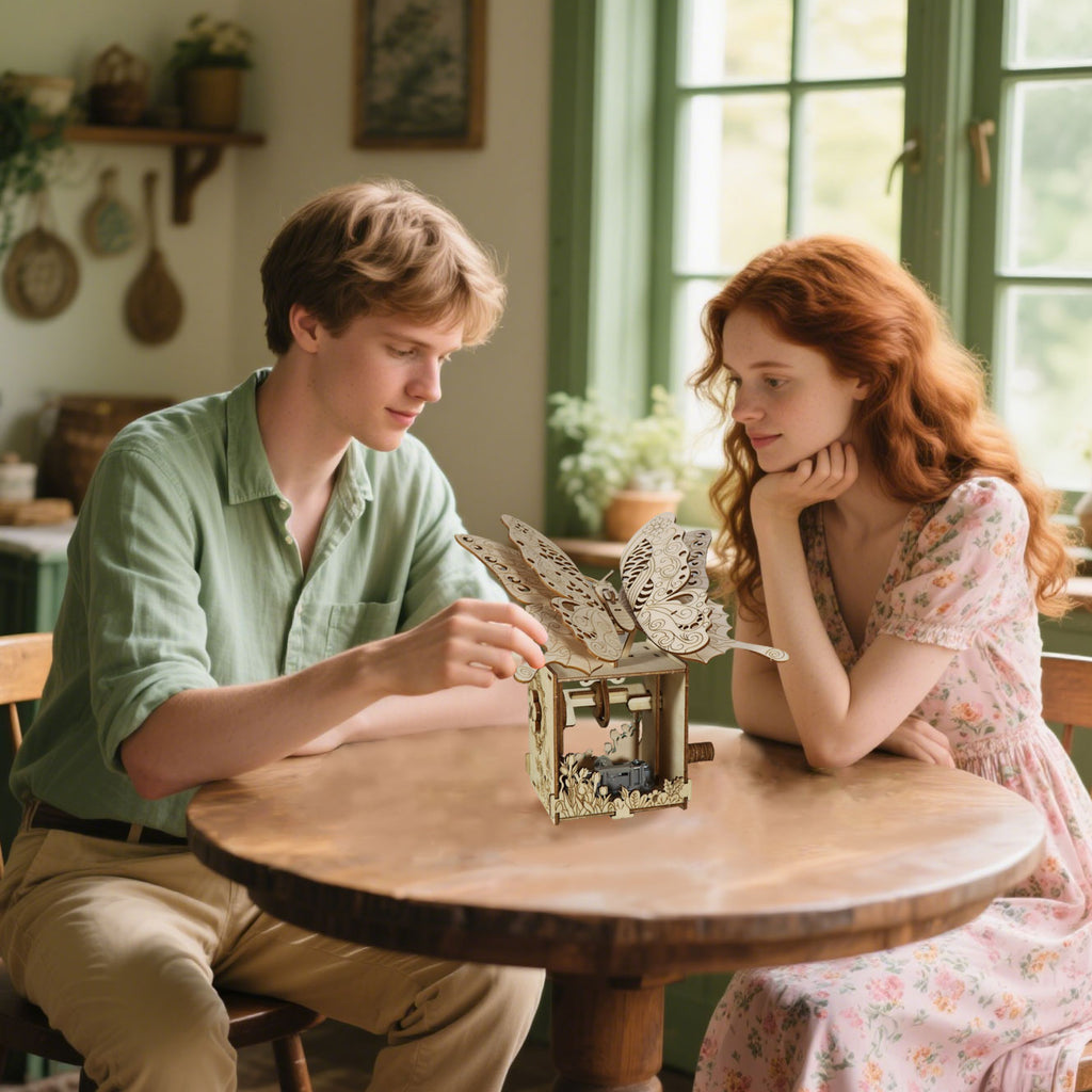 MUSIC PARK 3d Wooden Puzzle Hand Butterfly Music Box You Are My Sunshine Handmade Assembly Model Kit