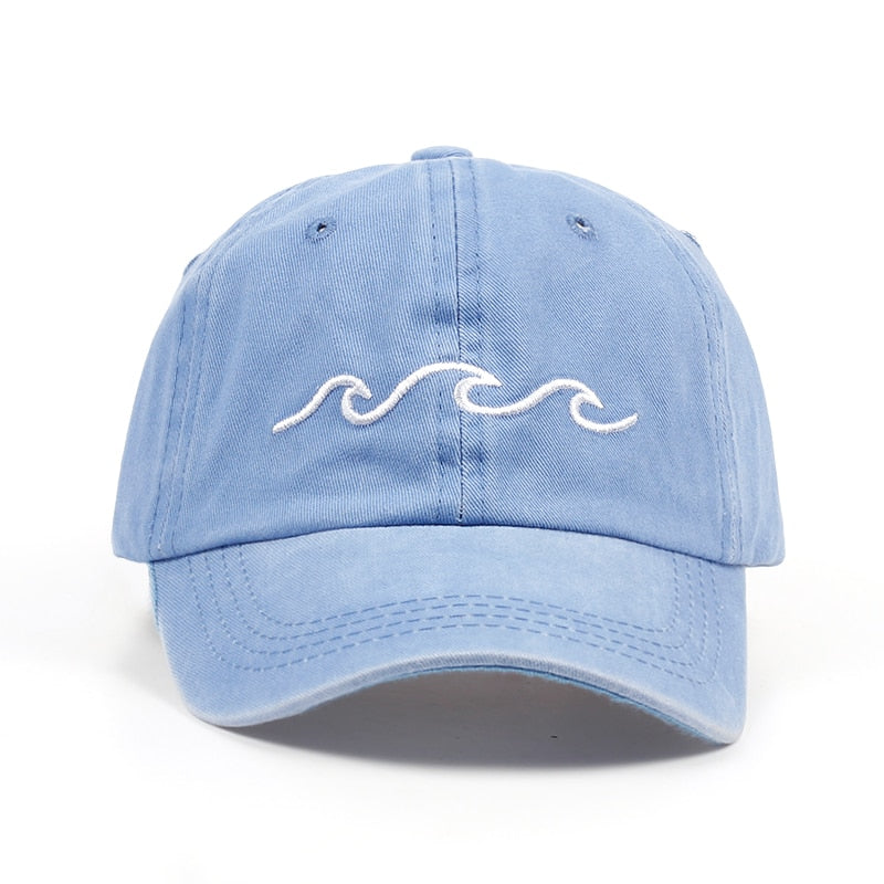 Baseball Hat / Wavy Embroidery Ocean Wave / Unisex