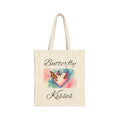 Butterfly Kisses Canvas Tote Bag - Watercolor Heart Design