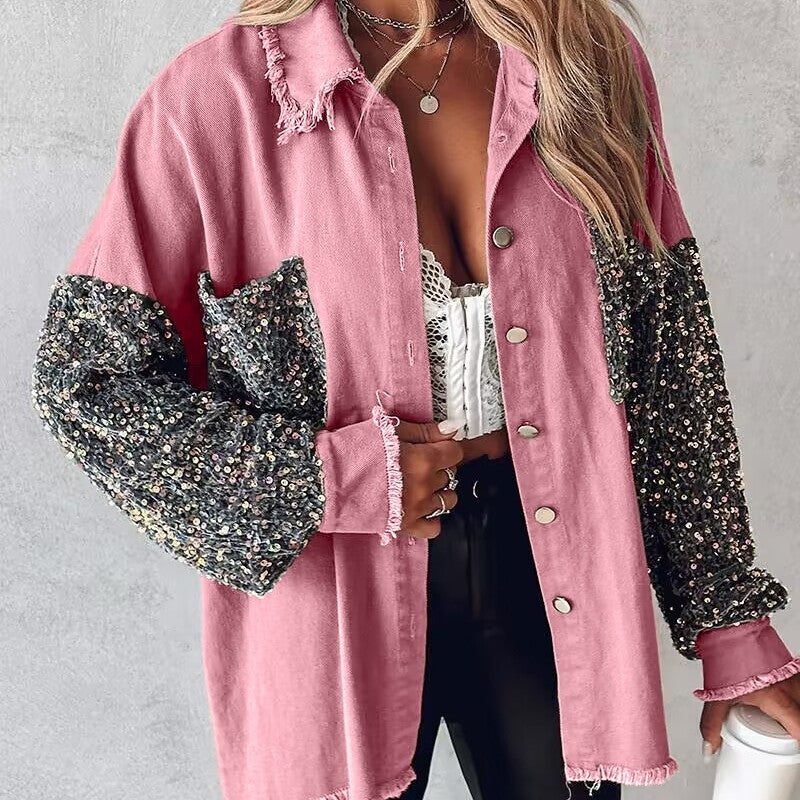 Women's Off-Shoulder Serpentine Top - Long Sleeve Casual Shirt