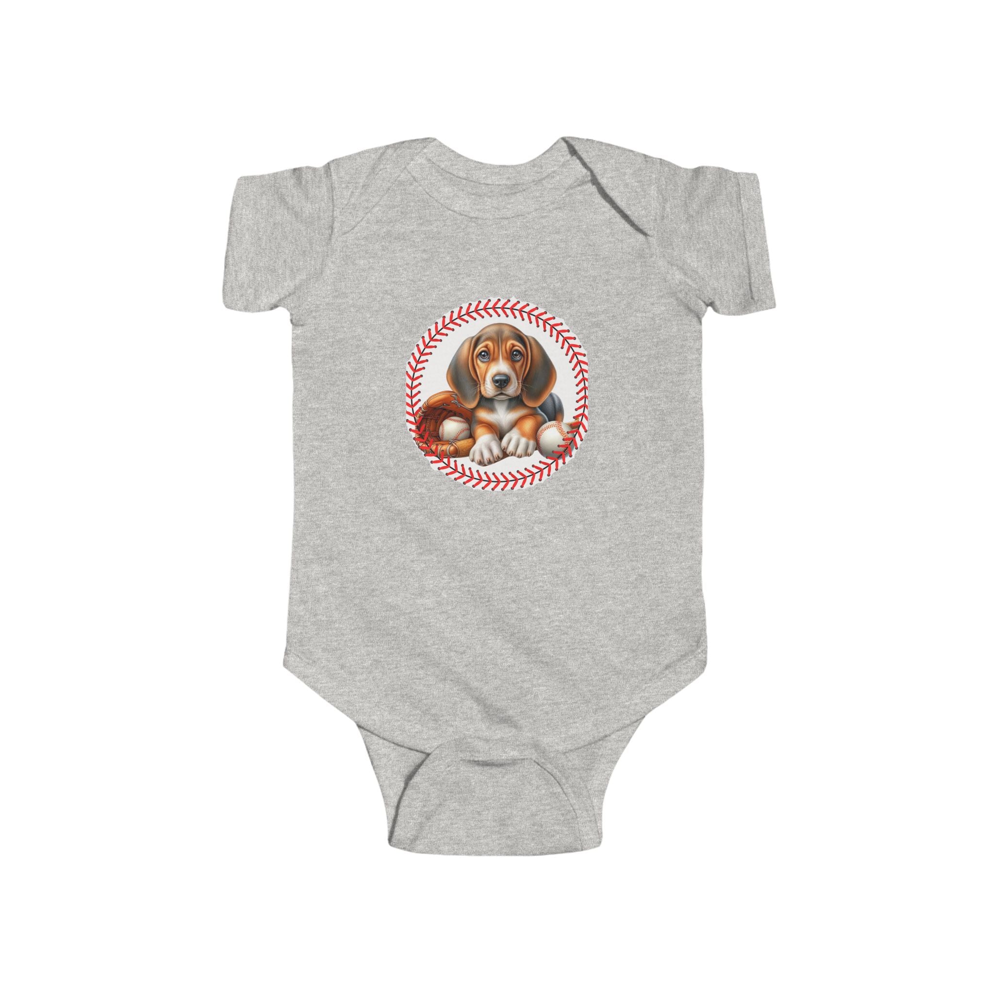 Cute Puppy Baseball Infant Bodysuit - Adorable Baby Shower Gift