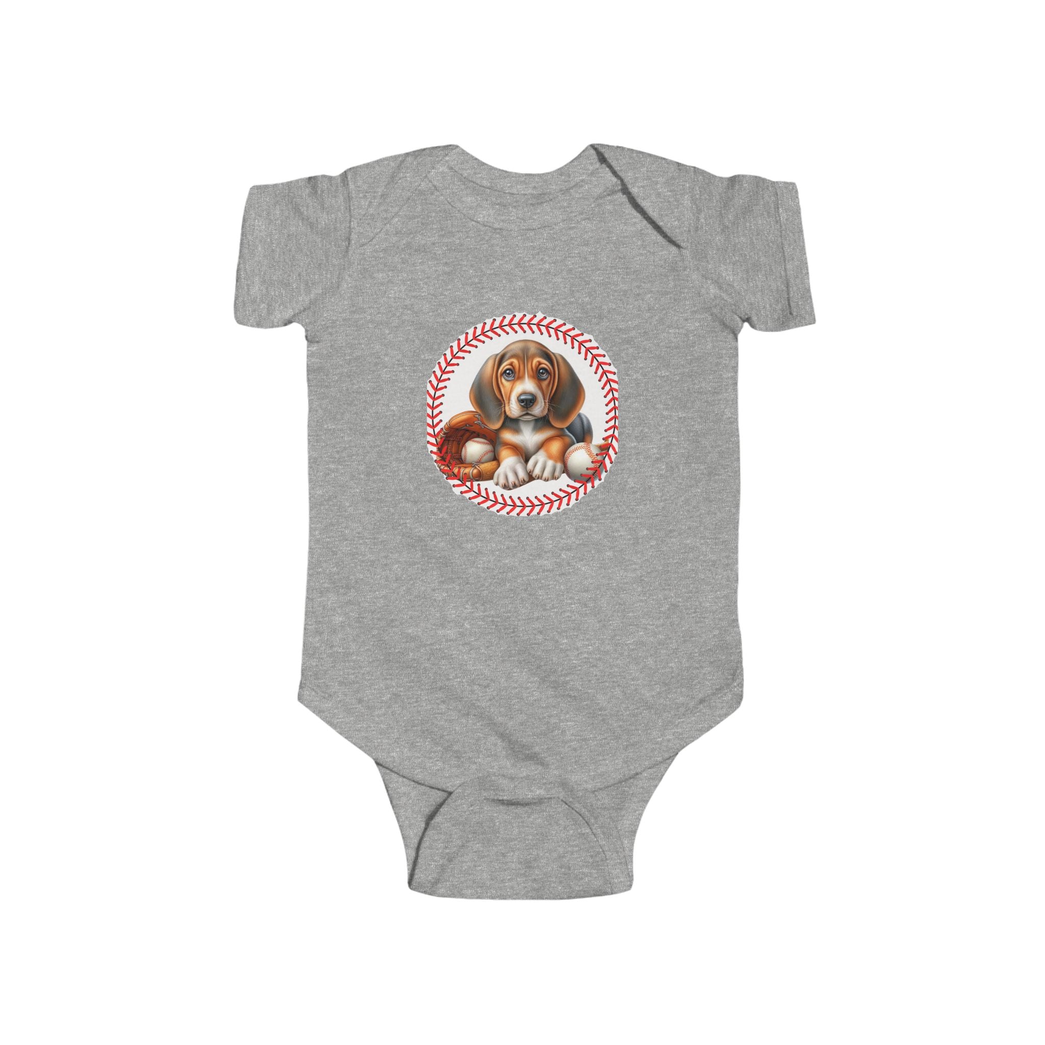 Cute Puppy Baseball Infant Bodysuit - Adorable Baby Shower Gift