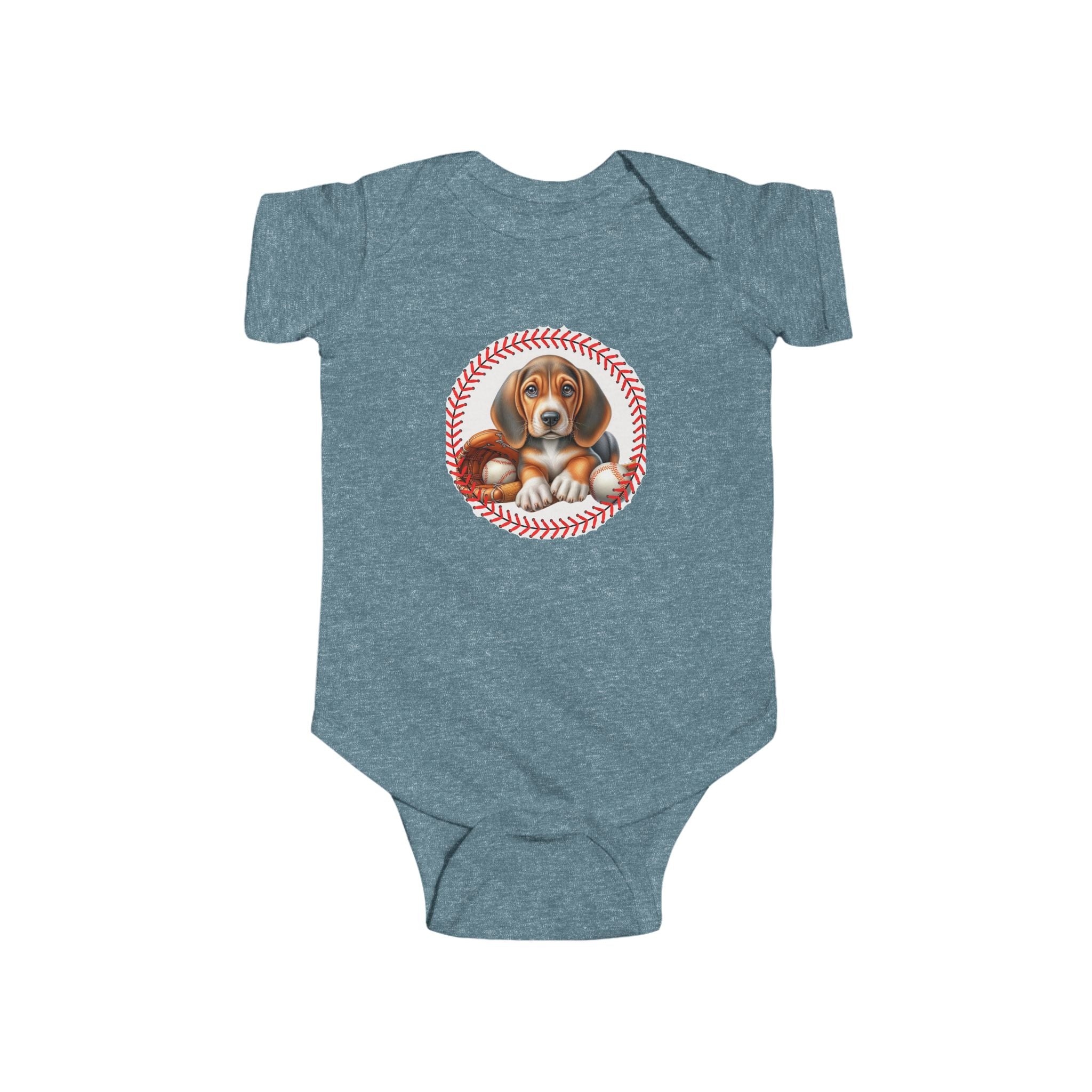 Cute Puppy Baseball Infant Bodysuit - Adorable Baby Shower Gift