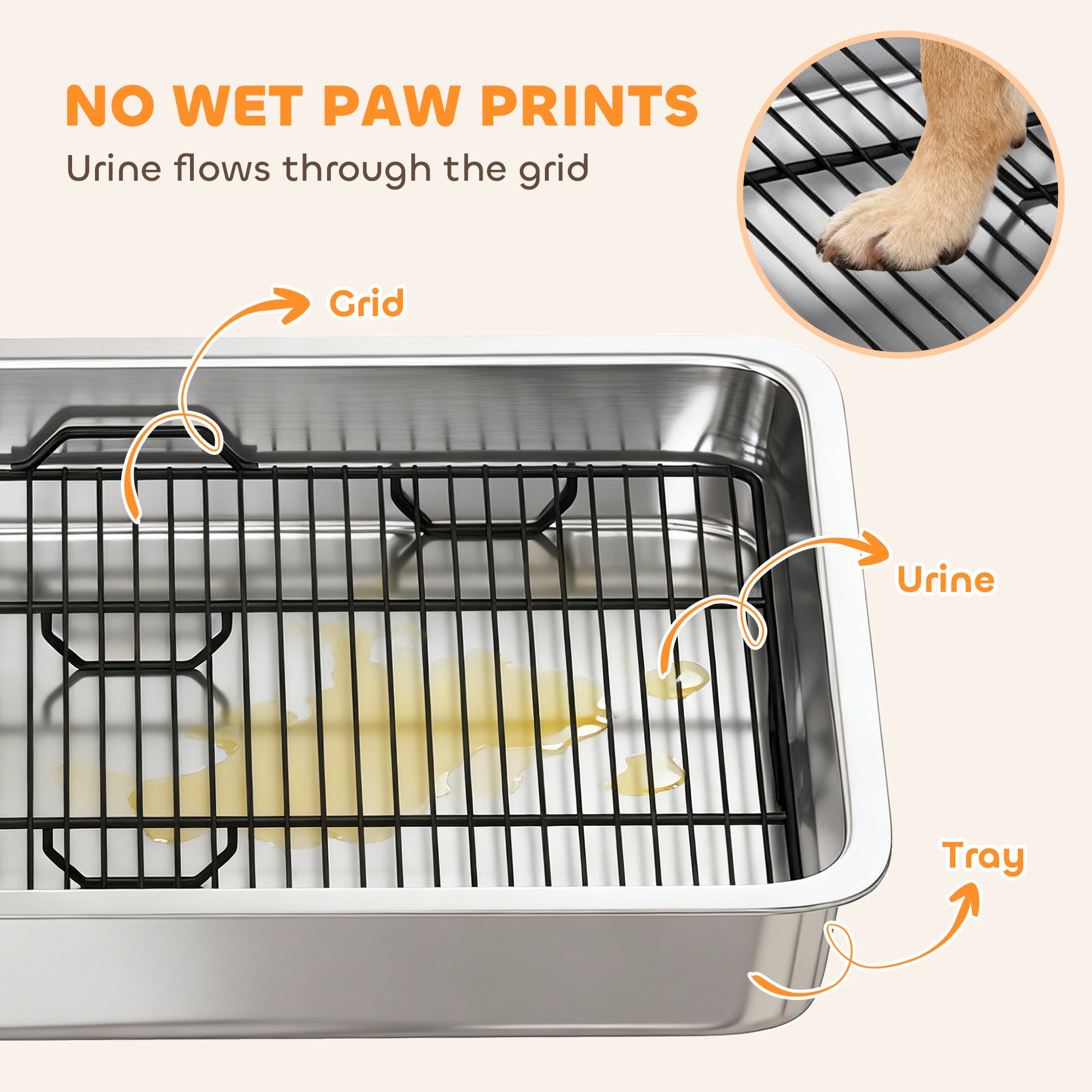 Dog Potty Tray Stainless Steel / small and medium dogs
