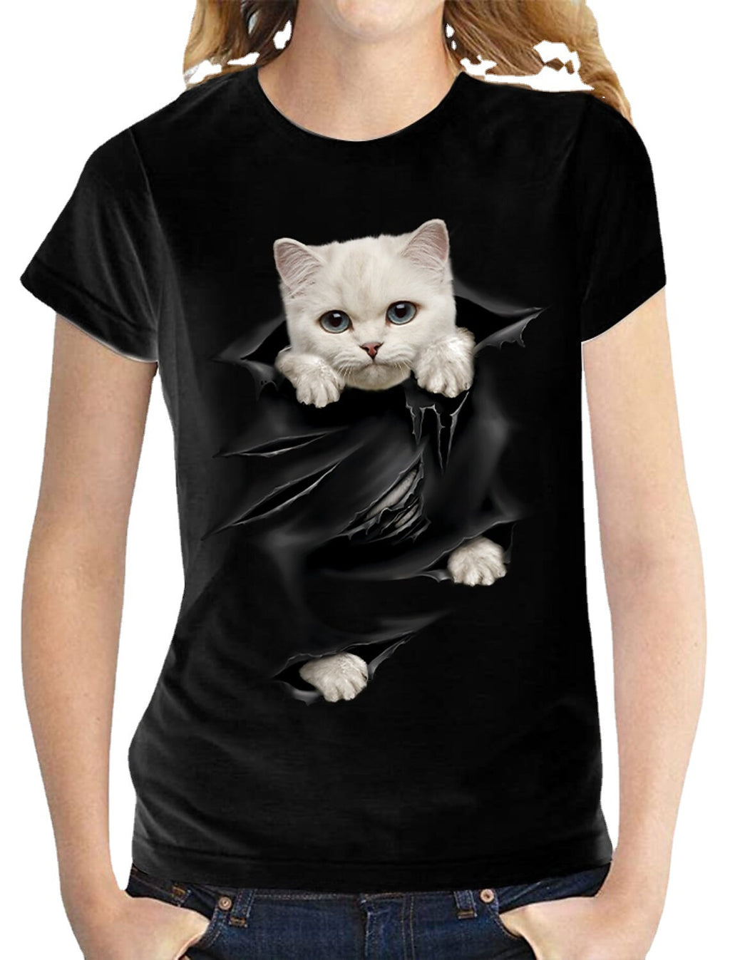 Fashion Cat Printing Women and Teen's T-shirt / plus size