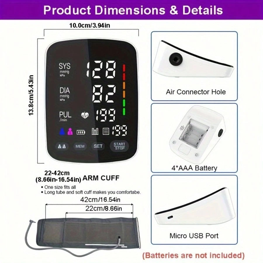 Blood Pressure Monitor Automatic Upper Arm Lg. Cuff for Home Use