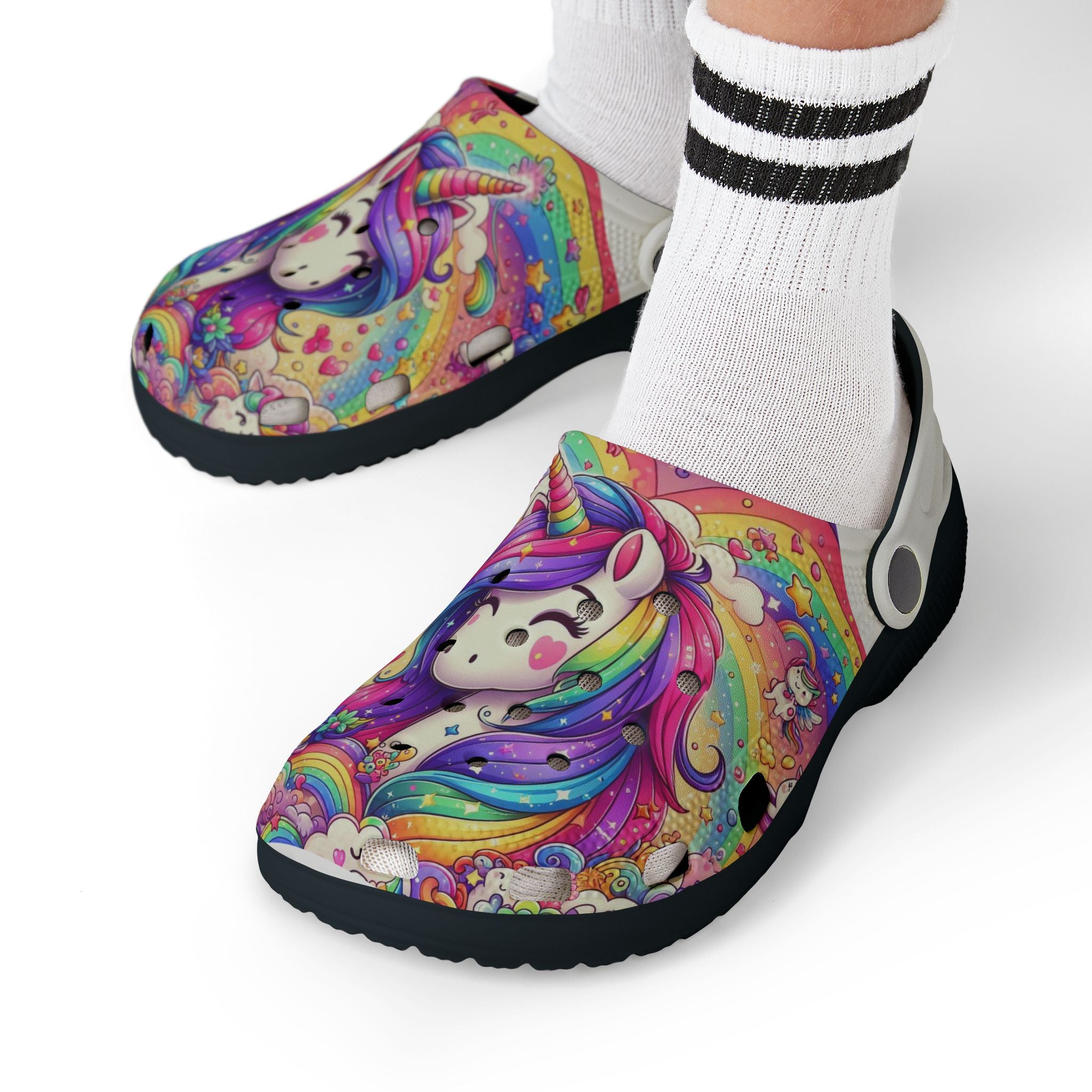 Colorful Kids Unicorn Clogs - Lightweight EVA Foam Garden Shoes