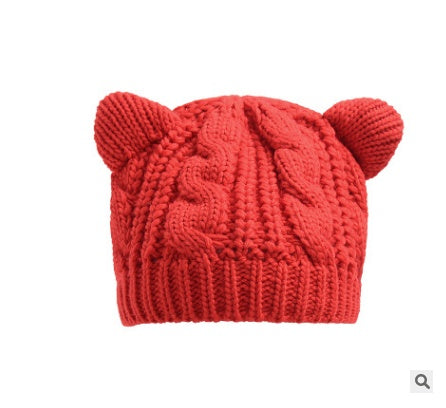 Women Cat Ear style Beenie Knitted Hat
