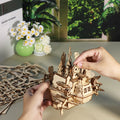 MUSIC PARK 3D Wooden Puzzles Moving Castle Music Box Kits Castle Building Model DIY Crafts