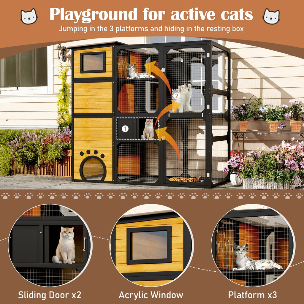 Large Cat Catio 4 Tiers Cat Enclosure for Outdoor