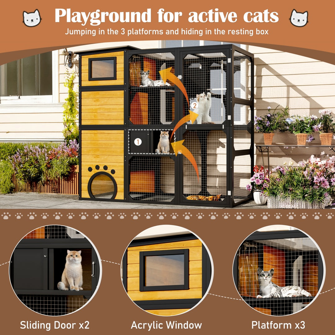 Large Cat Catio 4 Tiers Cat Enclosure for Outdoor