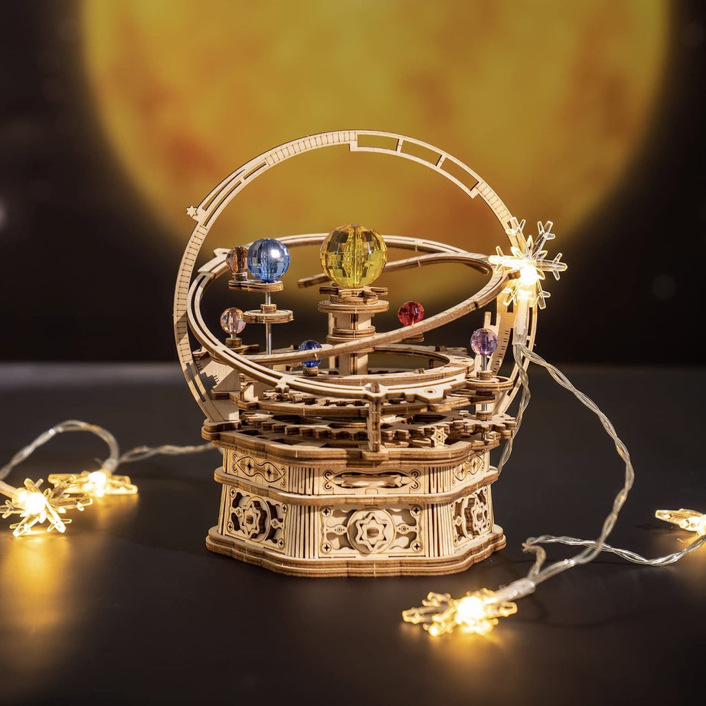 ROKR Rotating Starry Night Mechanical Music Box 3D Wooden Puzzle Assembly Model Building Kits - AMK51