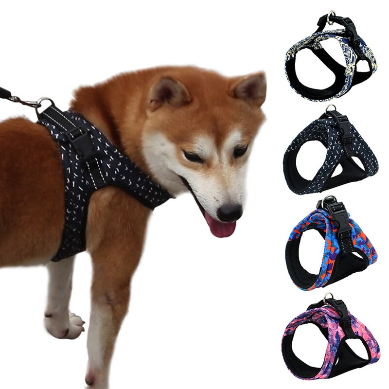 Dog Reflective Printed Chest Strap Set