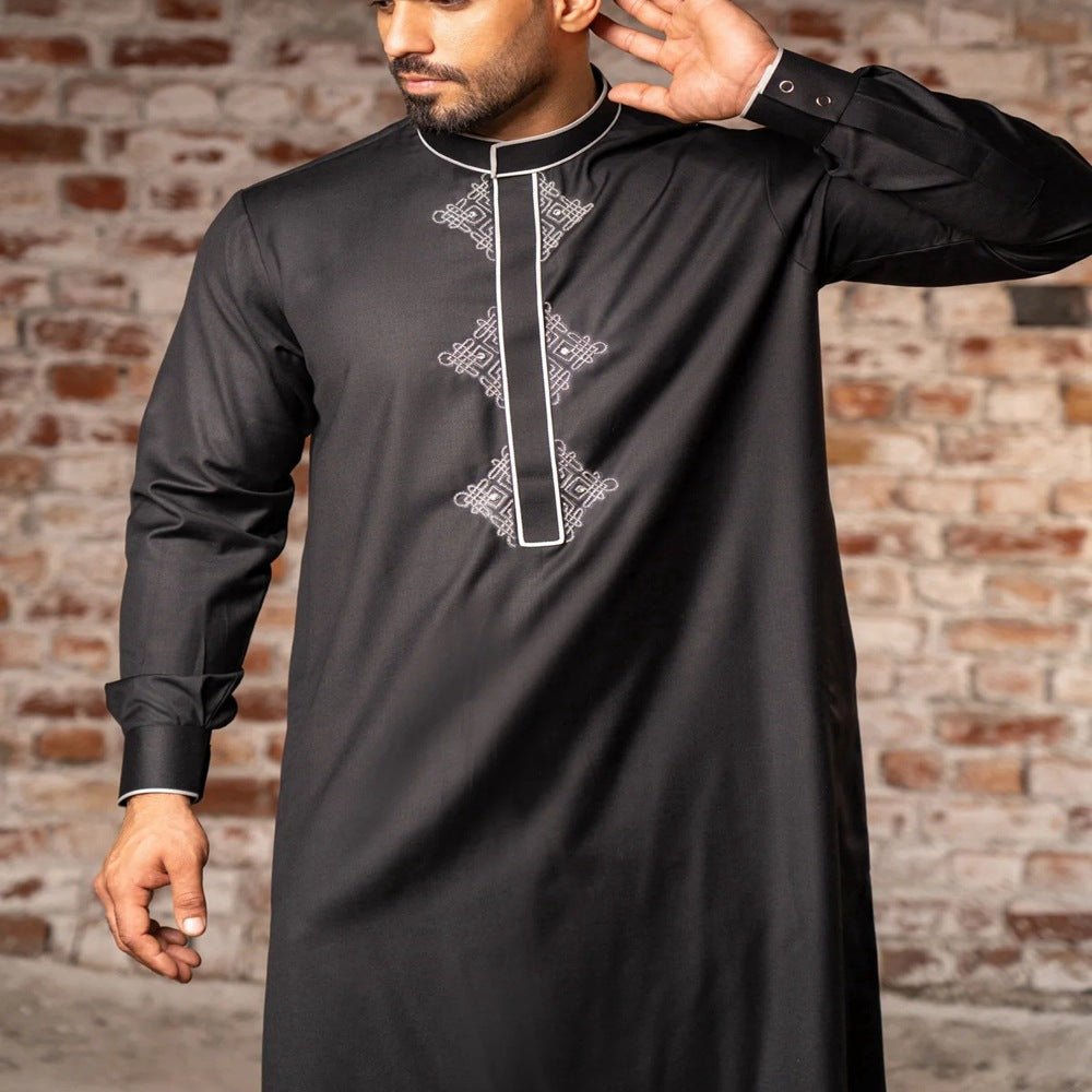 Men and Teen Ethnic Style Long Sleeve Embroidered Arabic Robe